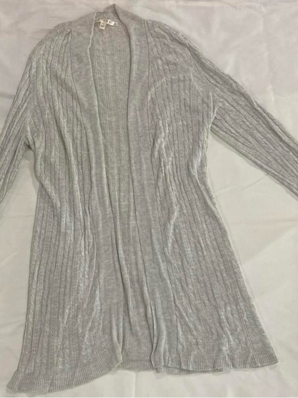 Cyrus Light Gray Open-Front Knit Cardigan